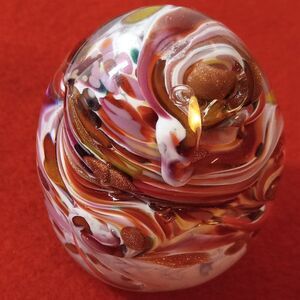Paperweight Art Glass Sm Raspberry Creme Swirling Colors Cottagecore Grandmacore